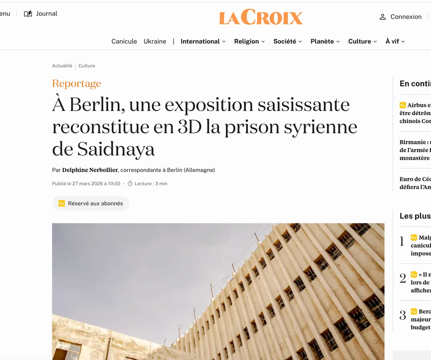 À Berlin, une exposition saisissante reconstitue en 3D la prison syrienne de Saidnaya